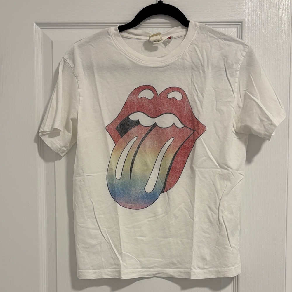 Rolling Stones T-Shirt with Colorful Tongue Graphic